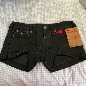 True Religion Hailey Leather Shorts